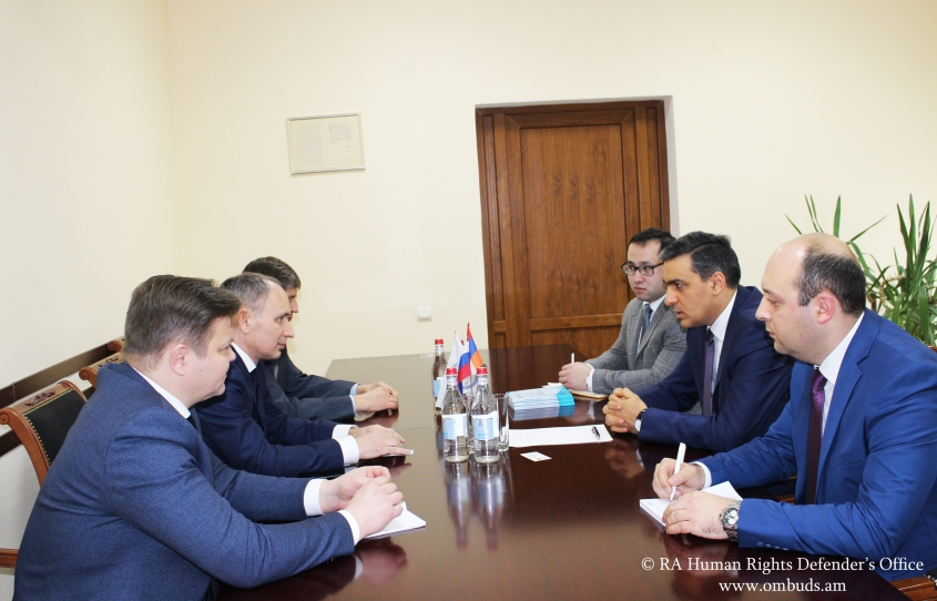 Arman Tatoyan received the delegation of representatives of the Commissioner for Human Rights in the Russian Federation