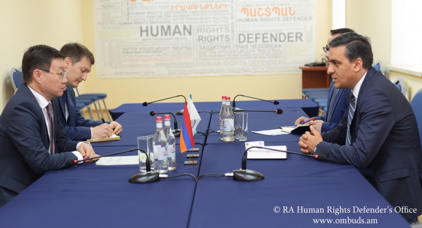 The Human Rights Defender received the Ambassador Extraordinary and Plenipotentiary of the Republic of Kazakhstan to Armenia